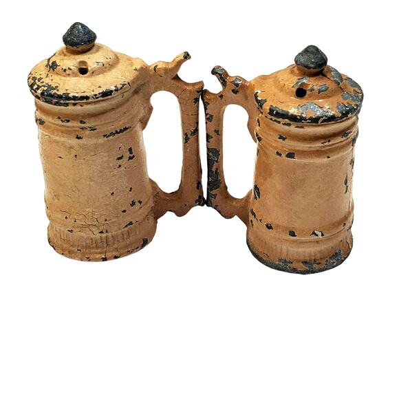 Stein Salt And Pepper Shakers w/ Corks 2 1/4" Metal - Picture 3 of 6